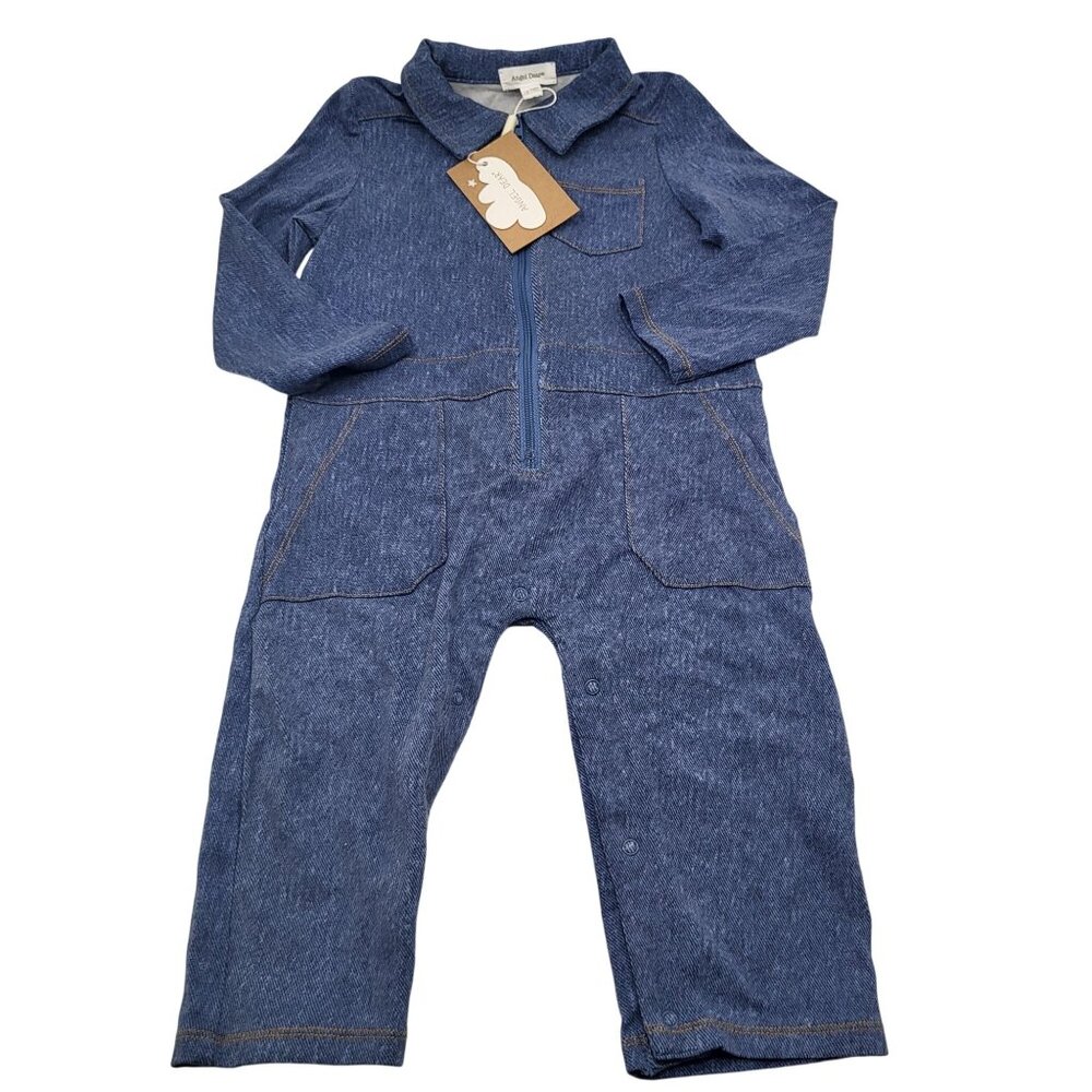 Angel Dear Navy Blue Long-Sleeve Jumpsuit Romper